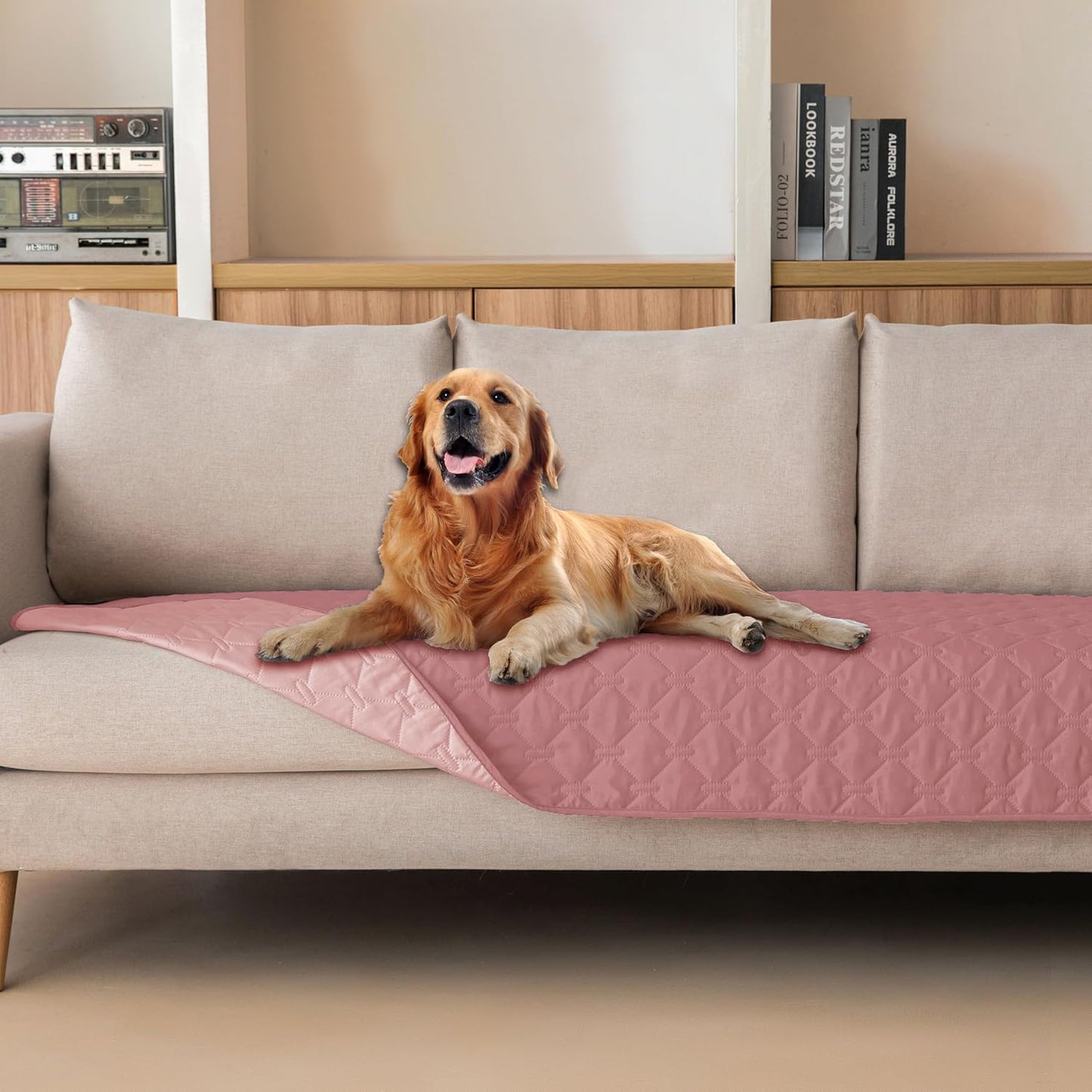 gogobunny 3X Stronger Waterproof Pet Blanket, Scratch Proof Furniture Protector for Dogs Cats, Reversible Cover 30x70 Inch, Dark Grey/Light Grey