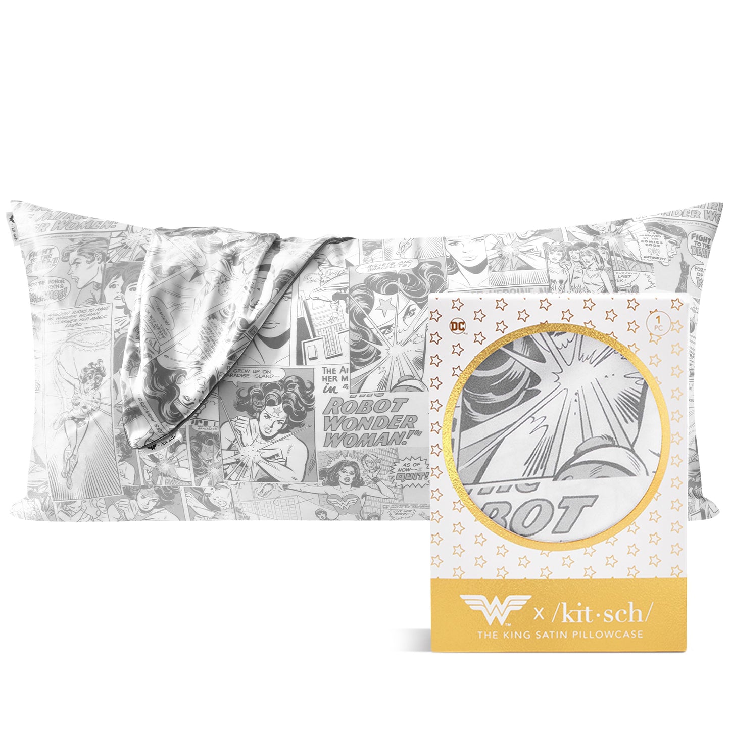 Kitsch x Elf North Pole - Satin Pillowcase with Zipper for Hair & Skin – Softer Than Silk, Cooling Pillow case, Wrinkle-Free, Machine Washable, Queen/Standard (19x26)