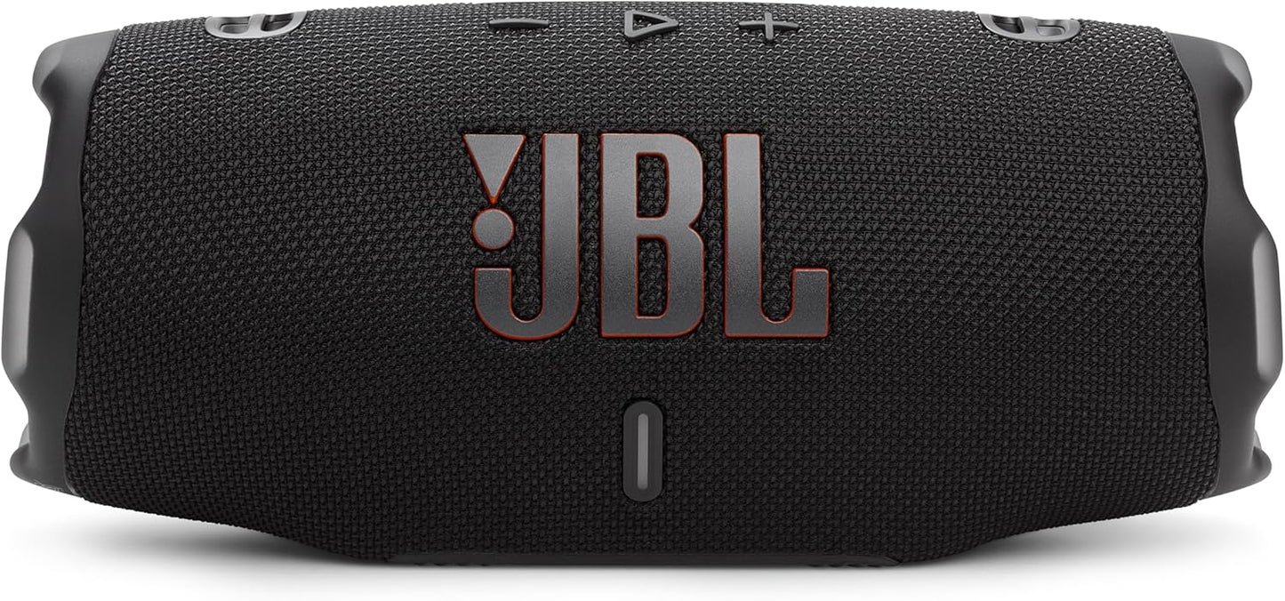 JBL Charge 6 - Portable Waterproof & Drop-Proof Bluetooth Speaker, Bold Pro Sound with AI Sound Boost, 28Hrs of Playtime, Built-in powerbank & Comes with a Sturdy/Removable Carrying Strap (Black)