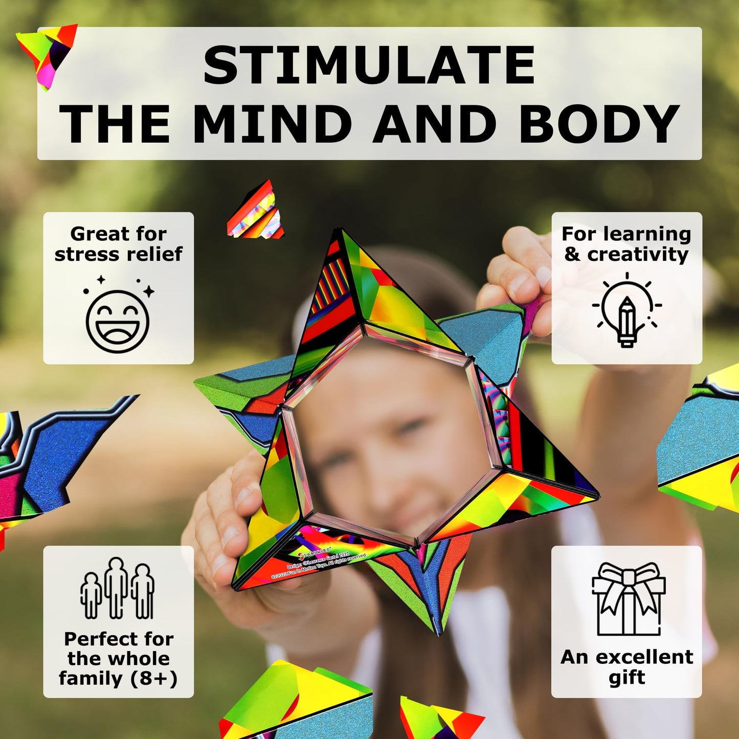 SHASHIBO Shape Shifting Box - Award-Winning Fidget Toy w/ 36 Rare Earth Magnets - Fidget Cube Transforms Into Over 70 Shapes, Sensory Toy Gift for Kids, Teens, and Adults (Vapor)