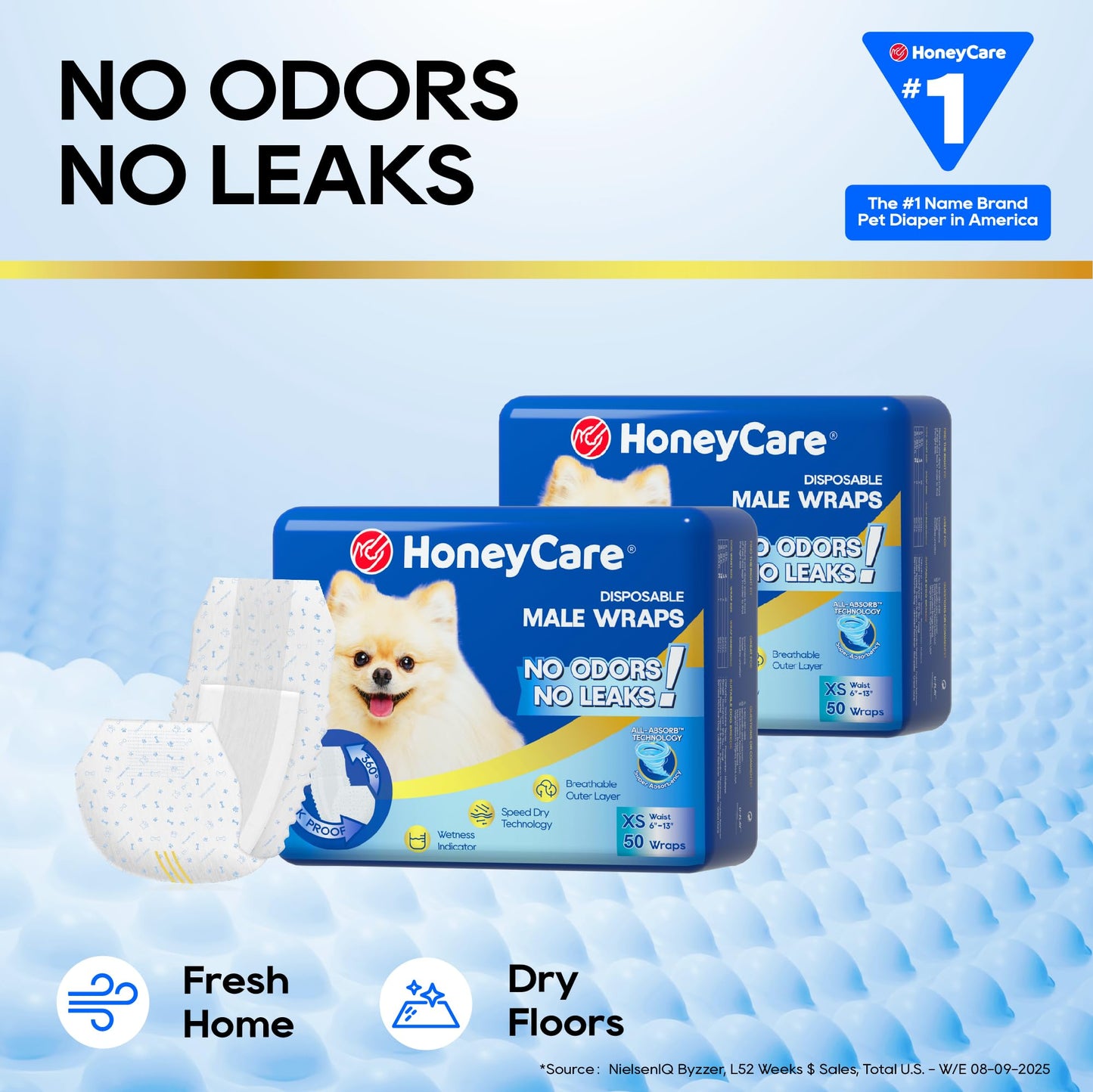 HONEY CARE All-Absorb A26 Male Dog Wrap, 50 Count, Small