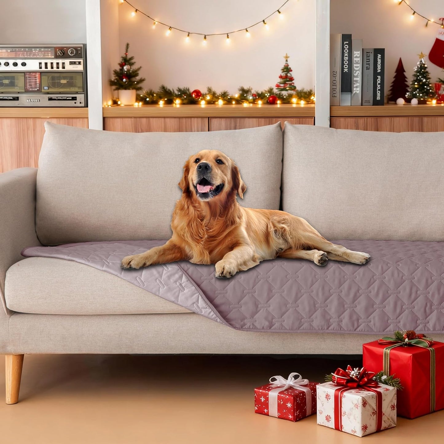 gogobunny 3X Stronger Waterproof Pet Blanket, Scratch Proof Furniture Protector for Dogs Cats, Reversible Cover 30x70 Inch, Dark Grey/Light Grey