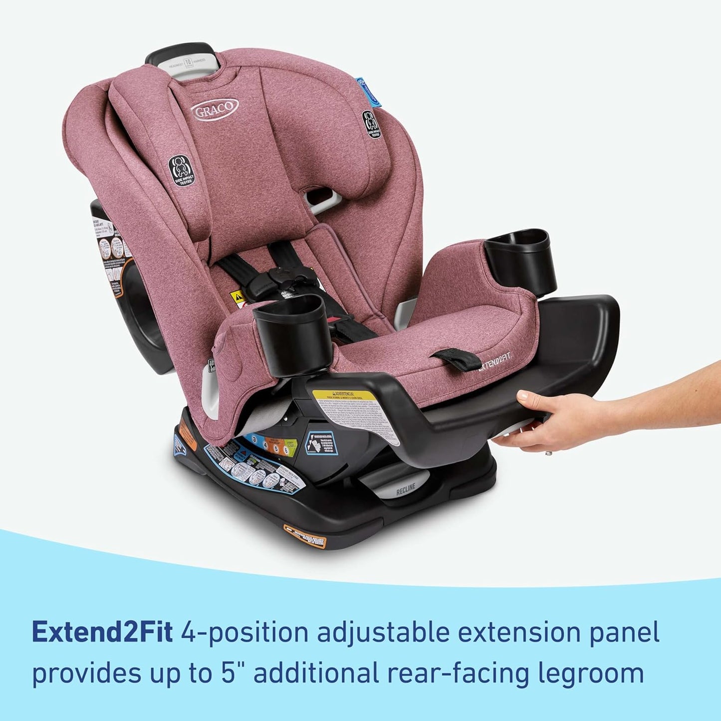 Graco Extend2Fit Convertible Baby Car Seat, Rear and Forward Facing, Adjustable Extension Panel for Extra Legroom, Gotham