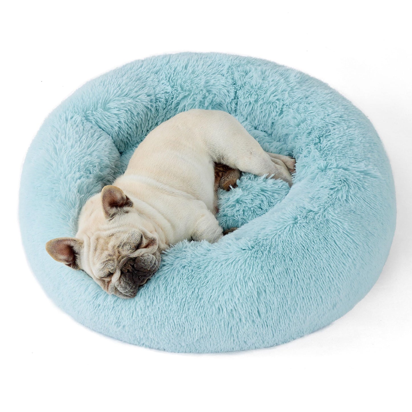 Bedsure Calming Dog Bed Medium Size Dog - Donut Washable Medium Pet Bed, 30 inches Anti-Slip Round Fluffy Plush Faux Fur Cat Bed, Fits up to 45 lbs Pets, Camel