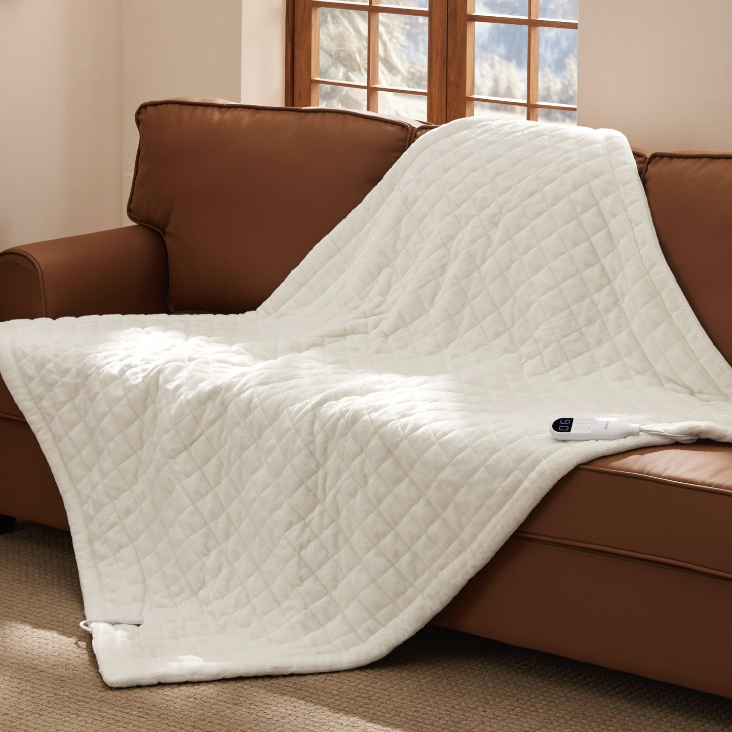Bedsure Electric Blanket King Size - Dual Control Heated Weighted Blanket King with 10 Heat Settings, Fast Heating with 10 Time Settings (100x90 inches, Ivory)