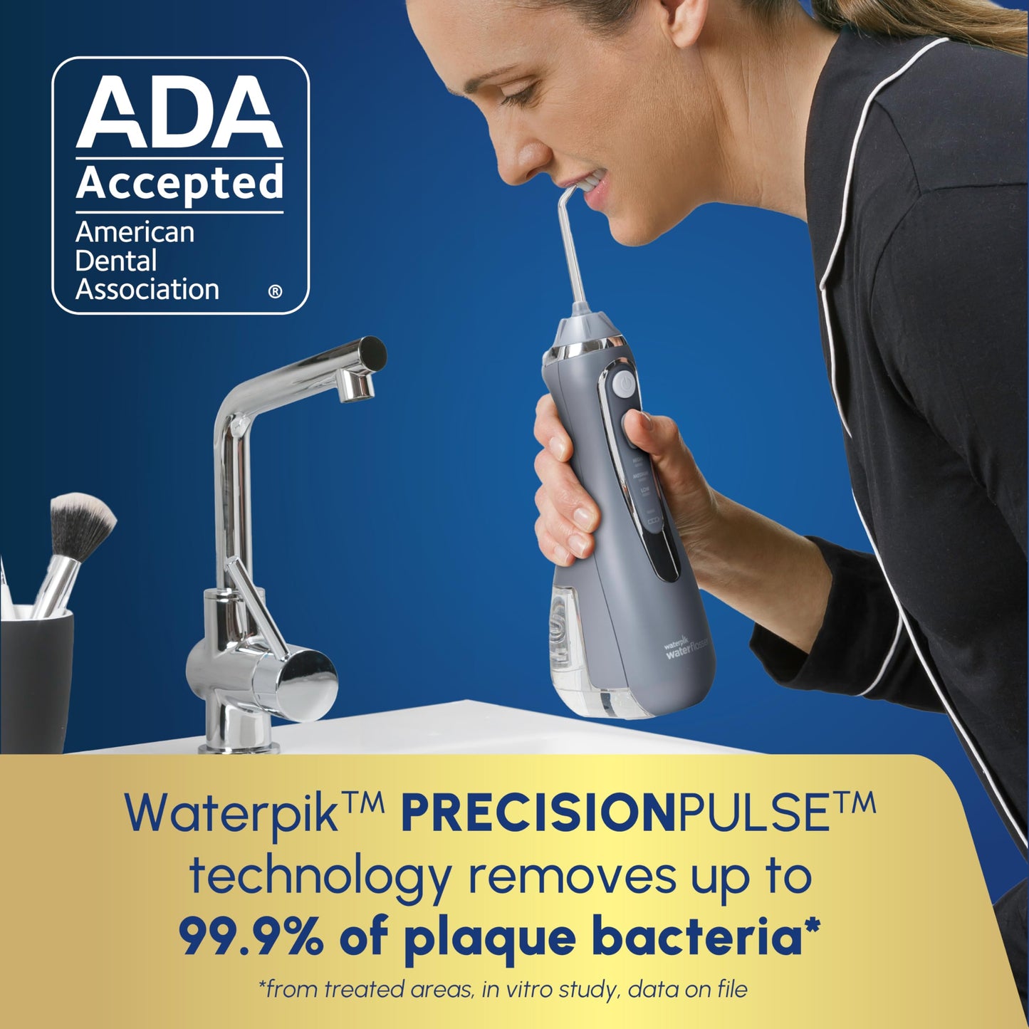 Waterpik Cordless Advanced 2.0 Water Flosser For Teeth, Gums, Braces, Dental Care With Travel Bag and 4 Tips, ADA Accepted, Rechargeable, Portable, and Waterproof, White WP-580, Packaging May Vary