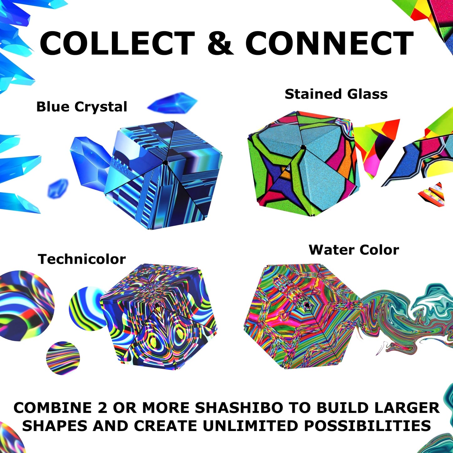 SHASHIBO Shape Shifting Box - Award-Winning Fidget Toy w/ 36 Rare Earth Magnets - Fidget Cube Transforms Into Over 70 Shapes, Sensory Toy Gift for Kids, Teens, and Adults (Vapor)