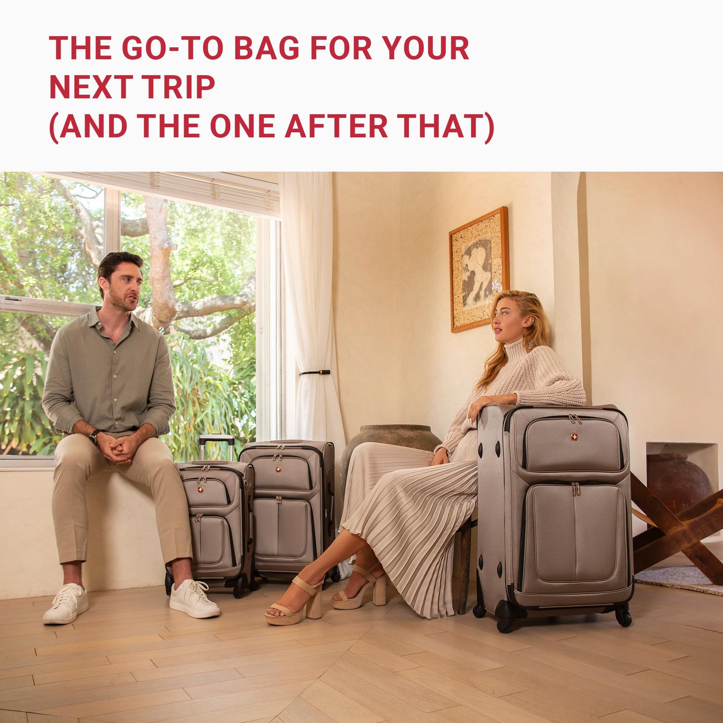 SwissGear Sion Softside Expandable Luggage – Medium Checked Suitcase with 360 Degree Wheels & Retractable Handle – 25 Inch, Perfect for 1-7 Night Trips – Blue