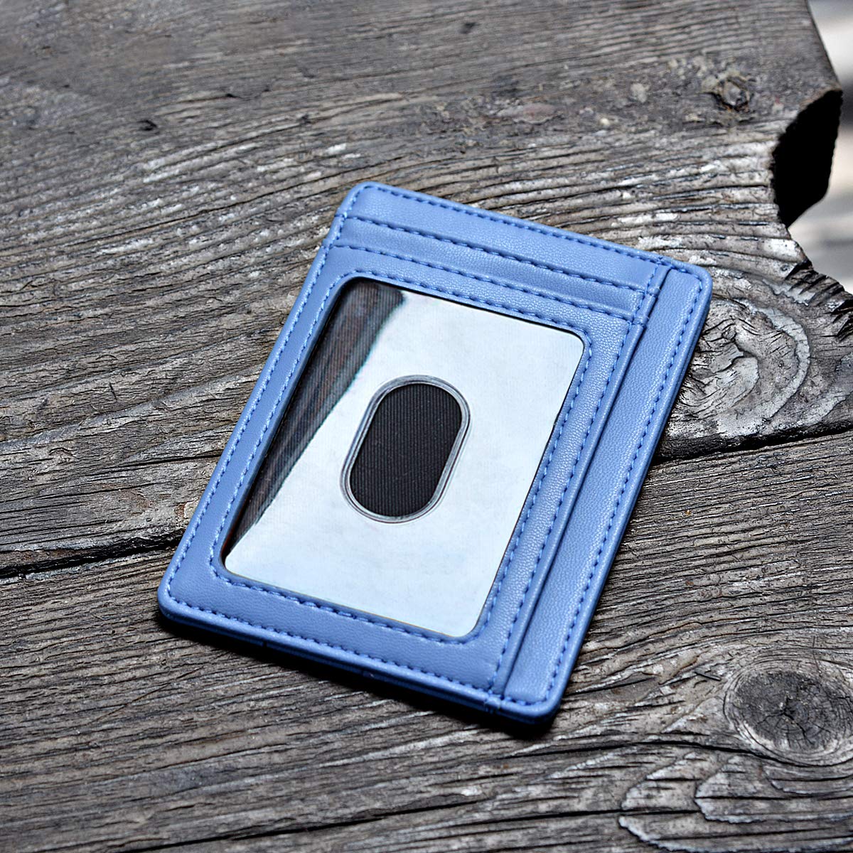 Buffway Slim Minimalist Front Pocket RFID Blocking Leather Wallets for Men and Women - Alaska Black