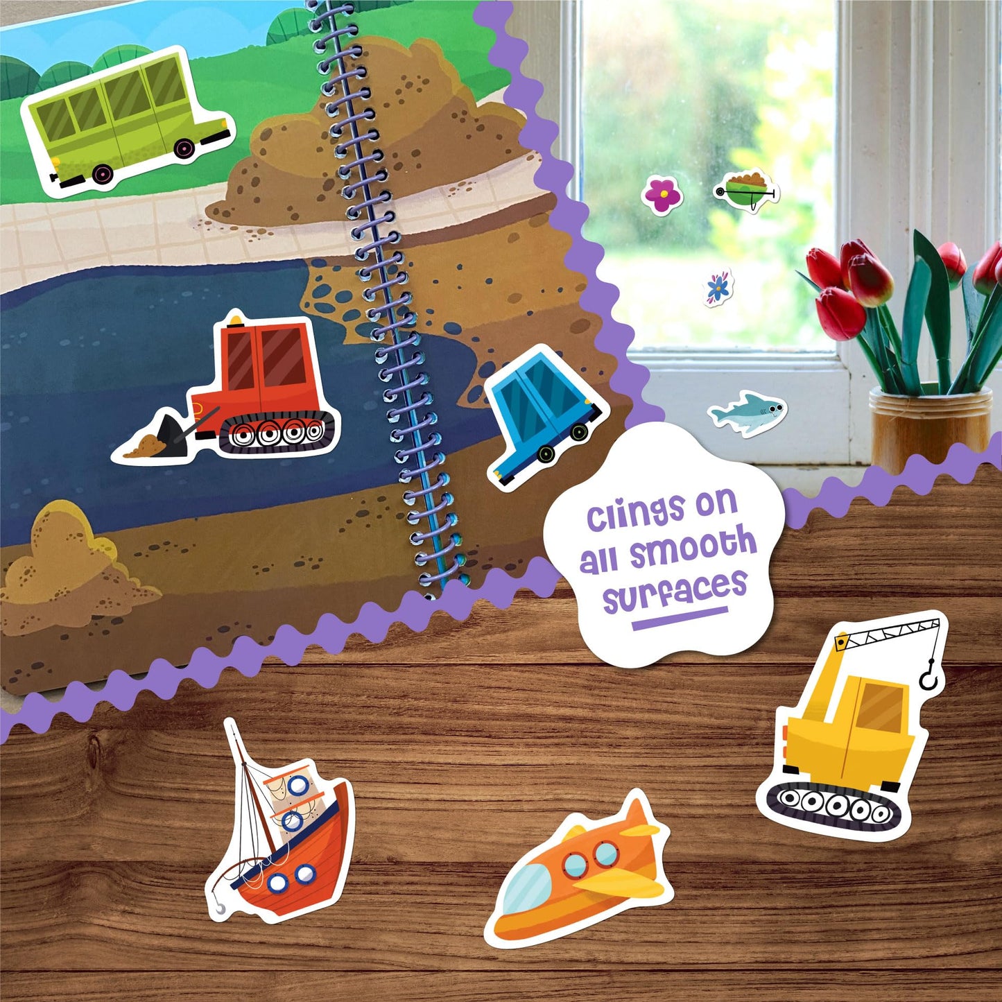 Stick4Ever Jelly Sticker Book - for Kids - Waterproof, Easy to Clean Reusable Sticker Book for Toddlers- Reusable Road Trip Activities for Kids - Stocking Stuffers for Toddlers (Forest)