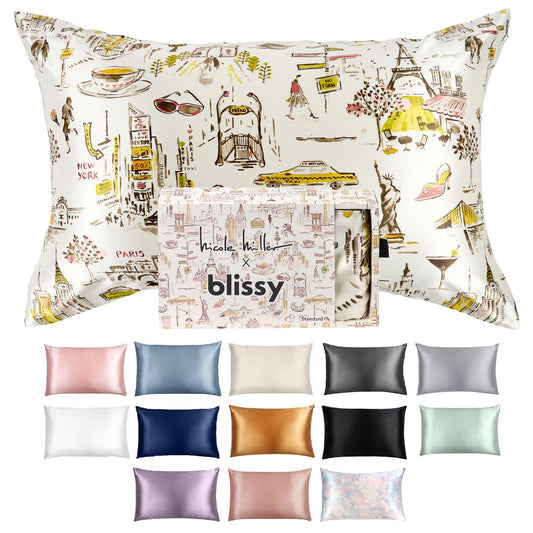 Blissy Silk Pillowcase - 100% Pure Mulberry Silk - 22 Momme 6A High-Grade Fibers - Silk Pillow Cover for Hair & Skin - Regular, Queen & King (Blissy White, Standard)