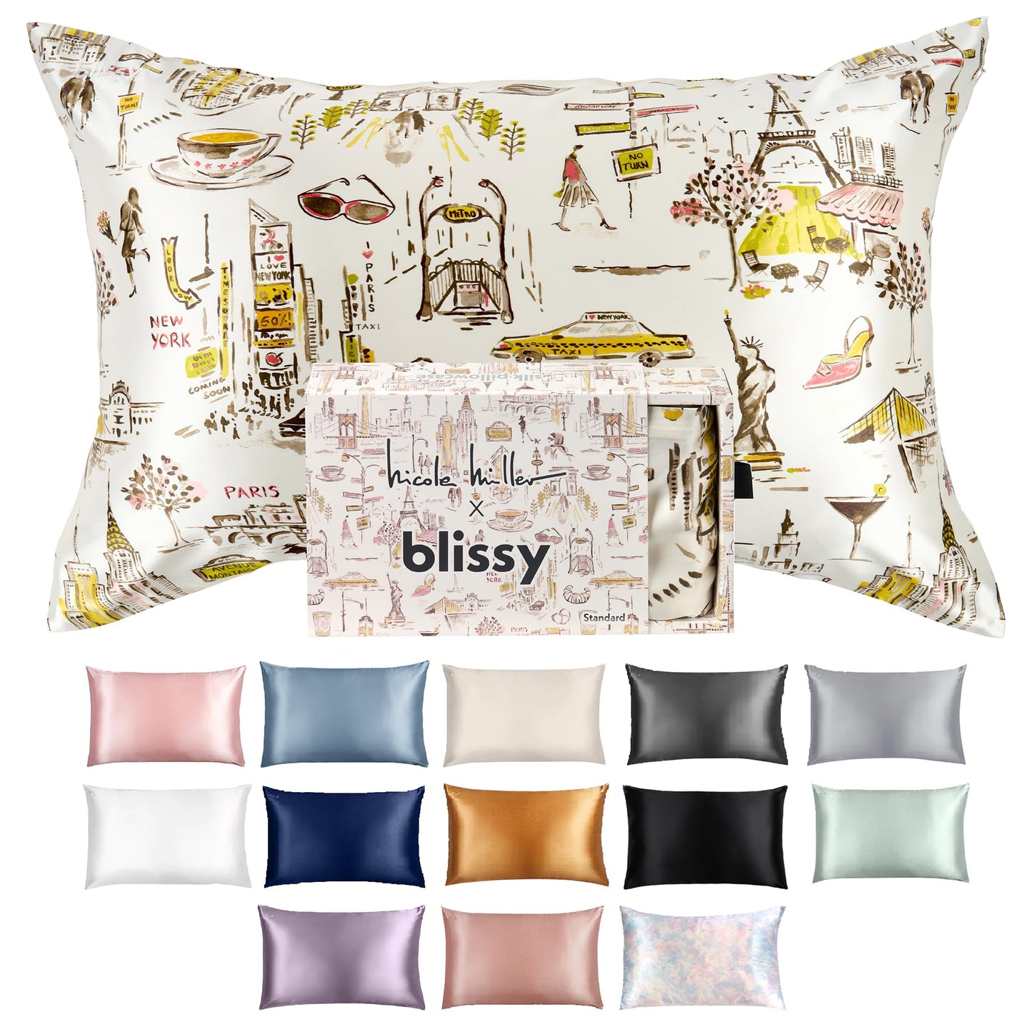 Blissy Silk Pillowcase - 100% Pure Mulberry Silk - 22 Momme 6A High-Grade Fibers - Silk Pillow Cover for Hair & Skin - Regular, Queen & King (Blissy White, Standard)