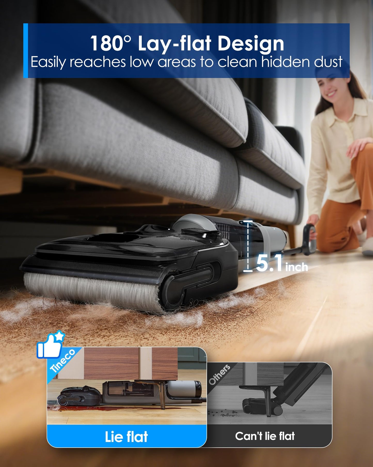 Tineco iFLOOR 3 Breeze Complete Wet Dry Vacuum Cordless Floor Cleaner and Mop One-Step Cleaning for Hard Floors