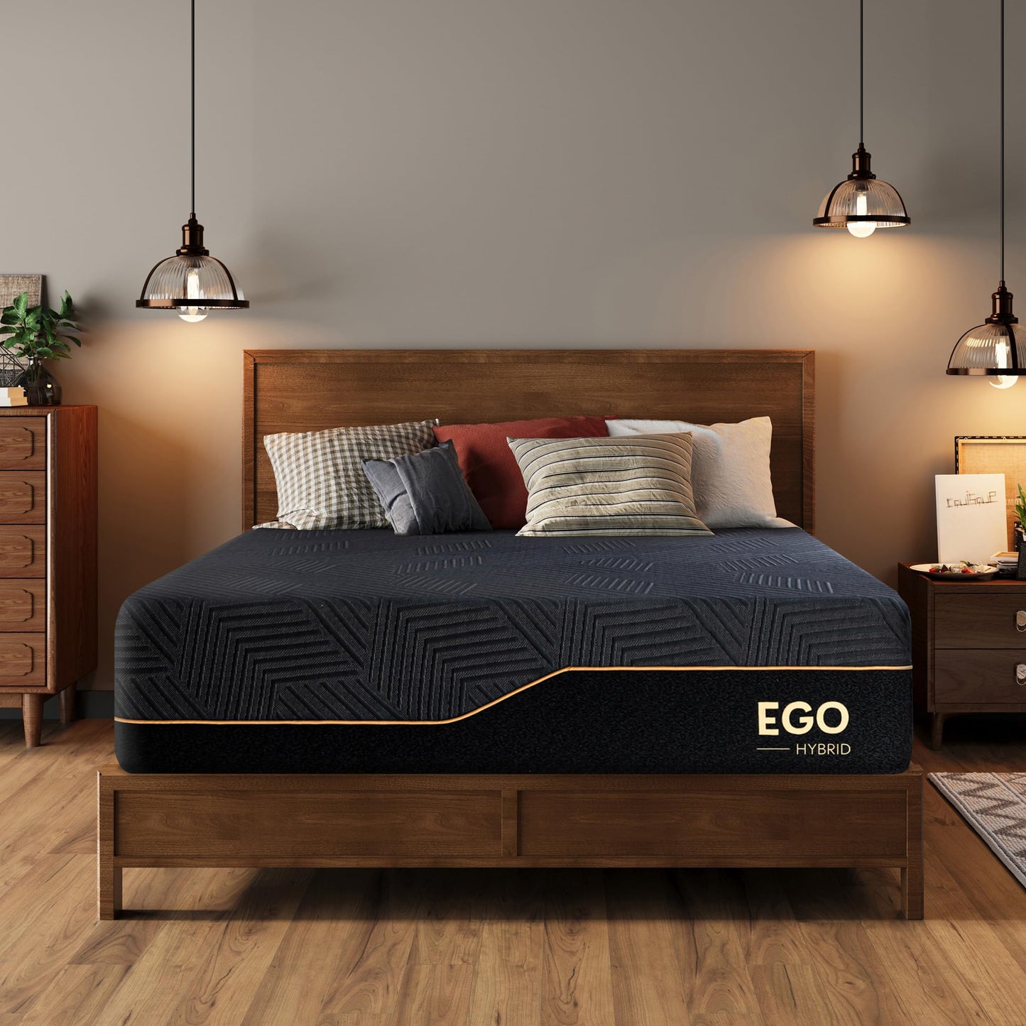 EGOHOME 14 Inch King Size Memory Foam Mattress for Back Pain, Cooling Copper Gel Bed in a Box, Foam Made in USA, CertiPUR-US Certified, Therapeutic Medium Firm, 76x80x14 Black