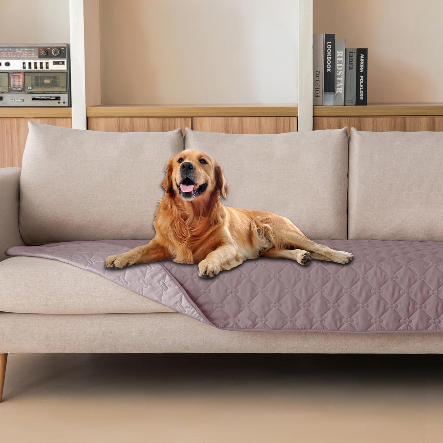 gogobunny 3X Stronger Waterproof Pet Blanket, Scratch Proof Furniture Protector for Dogs Cats, Reversible Cover 30x70 Inch, Dark Grey/Light Grey