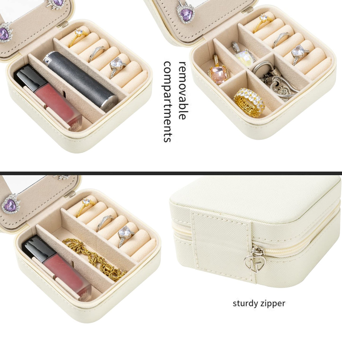 KElofoN Travel jewelry case Travel jewelry box Travel Jewelry Organizer Small box Gift for Girls Women with Mirror(Green)