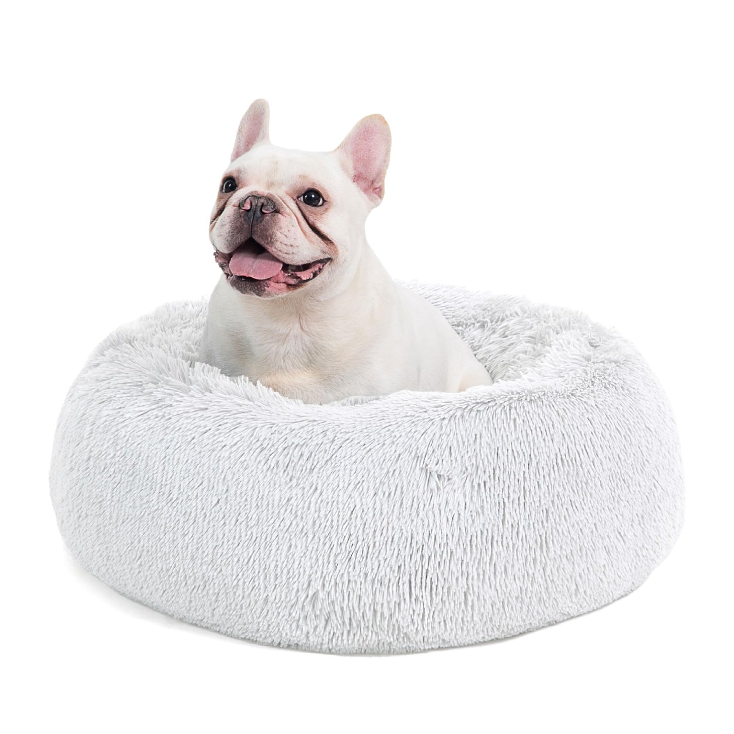 Bedsure Calming Dog Bed Medium Size Dog - Donut Washable Medium Pet Bed, 30 inches Anti-Slip Round Fluffy Plush Faux Fur Cat Bed, Fits up to 45 lbs Pets, Camel