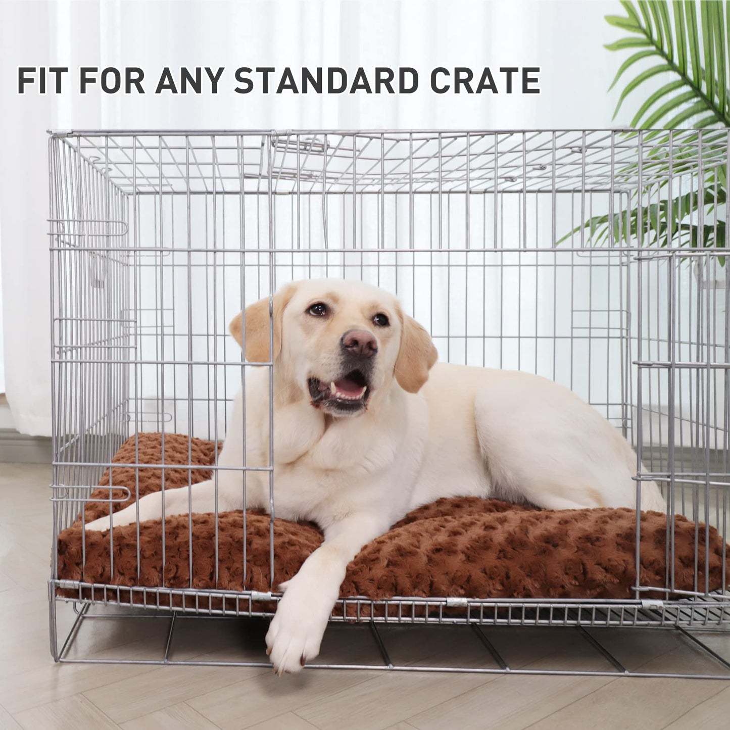 KSIIA Washable Dog Bed Deluxe Plush Dog Crate Beds Comfy Kennel Pad Anti-Slip Pet Sleeping Mat for Large, Jumbo, Medium, Small Dogs Breeds, 35" x 23", Gray