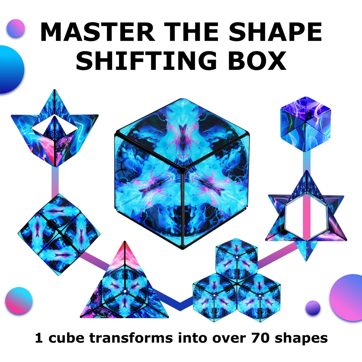SHASHIBO Shape Shifting Box - Award-Winning Fidget Toy w/ 36 Rare Earth Magnets - Fidget Cube Transforms Into Over 70 Shapes, Sensory Toy Gift for Kids, Teens, and Adults (Vapor)