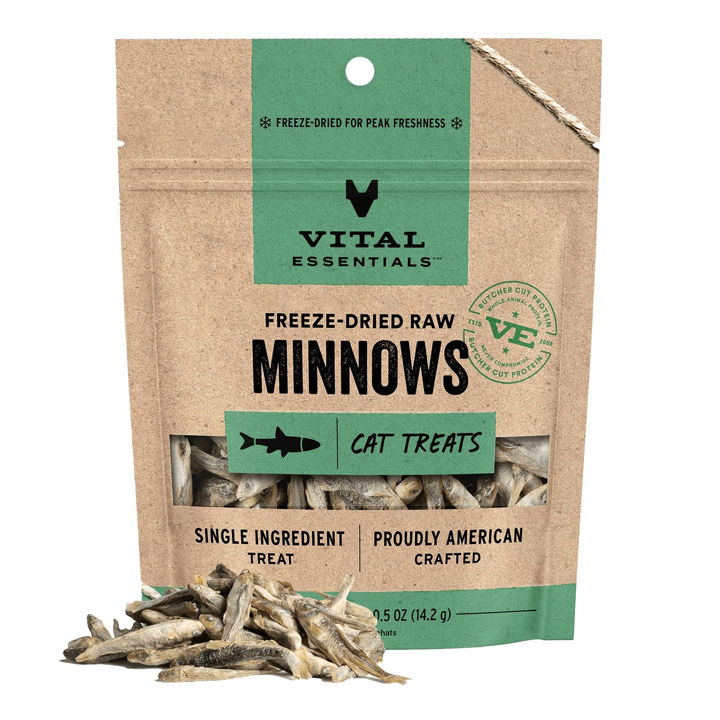 Vital Essentials Minnows Cat Treats, 0.5 oz | Freeze-Dried Raw | Single Ingredient | Grain Free, Gluten Free, Filler Free