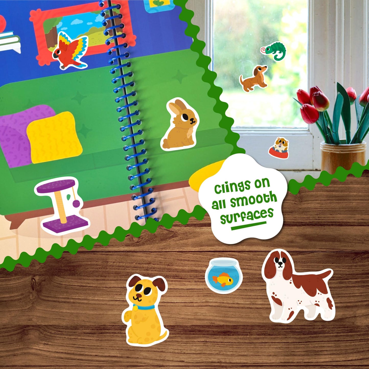 Stick4Ever Jelly Sticker Book - for Kids - Waterproof, Easy to Clean Reusable Sticker Book for Toddlers- Reusable Road Trip Activities for Kids - Stocking Stuffers for Toddlers (Forest)