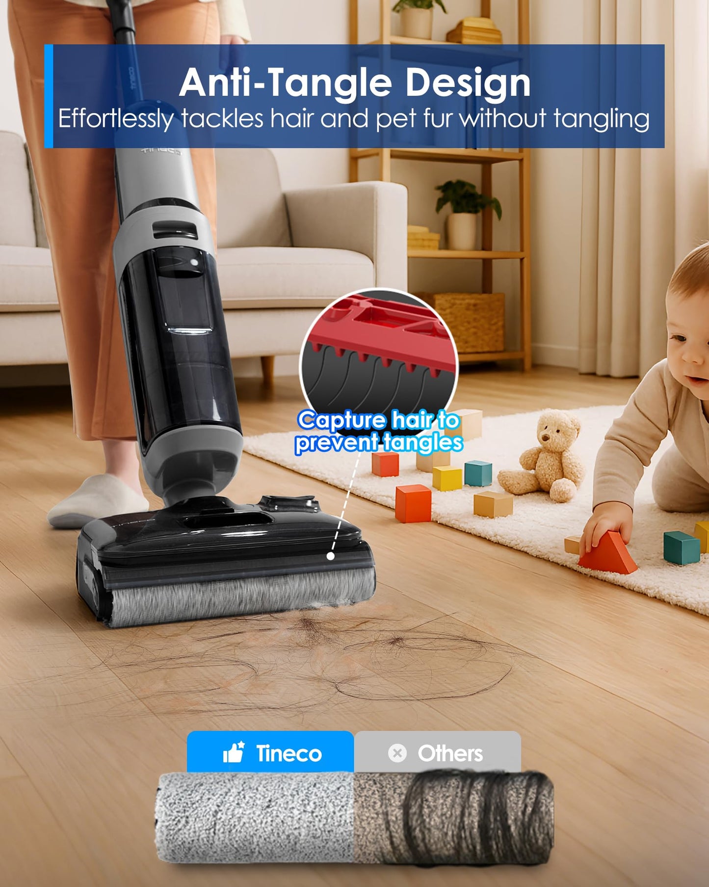 Tineco iFLOOR 3 Breeze Complete Wet Dry Vacuum Cordless Floor Cleaner and Mop One-Step Cleaning for Hard Floors