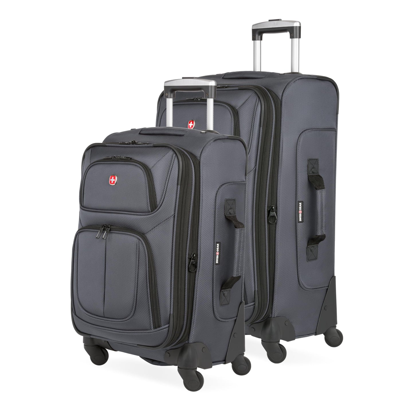 SwissGear Sion Softside Expandable Luggage – Medium Checked Suitcase with 360 Degree Wheels & Retractable Handle – 25 Inch, Perfect for 1-7 Night Trips – Blue