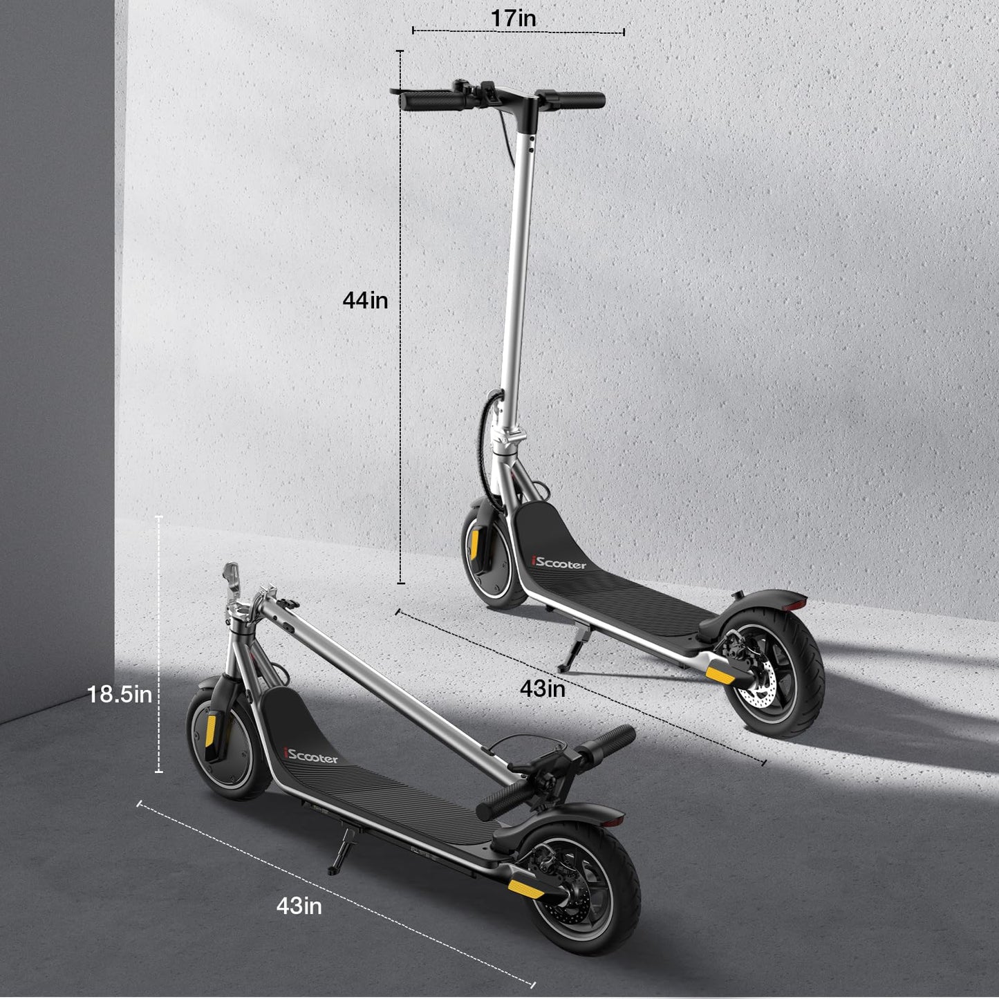 iScooter Electric Scooter Adults & Big Kids, 500/650 Peak Power, Up to 15/18/25 Miles Range, 19/22/25 MPH Top Speed, Cruise Control, Dual Braking System, Foldable E Scooter for Commuting & Campus Use