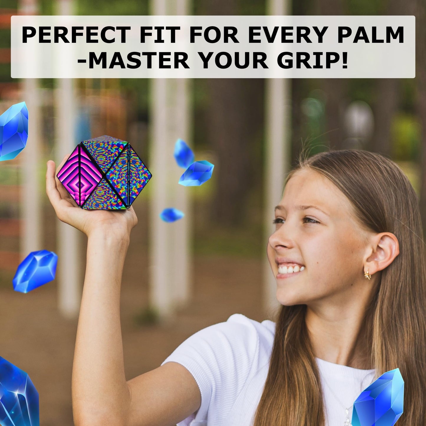 SHASHIBO Shape Shifting Box - Award-Winning Fidget Toy w/ 36 Rare Earth Magnets - Fidget Cube Transforms Into Over 70 Shapes, Sensory Toy Gift for Kids, Teens, and Adults (Vapor)