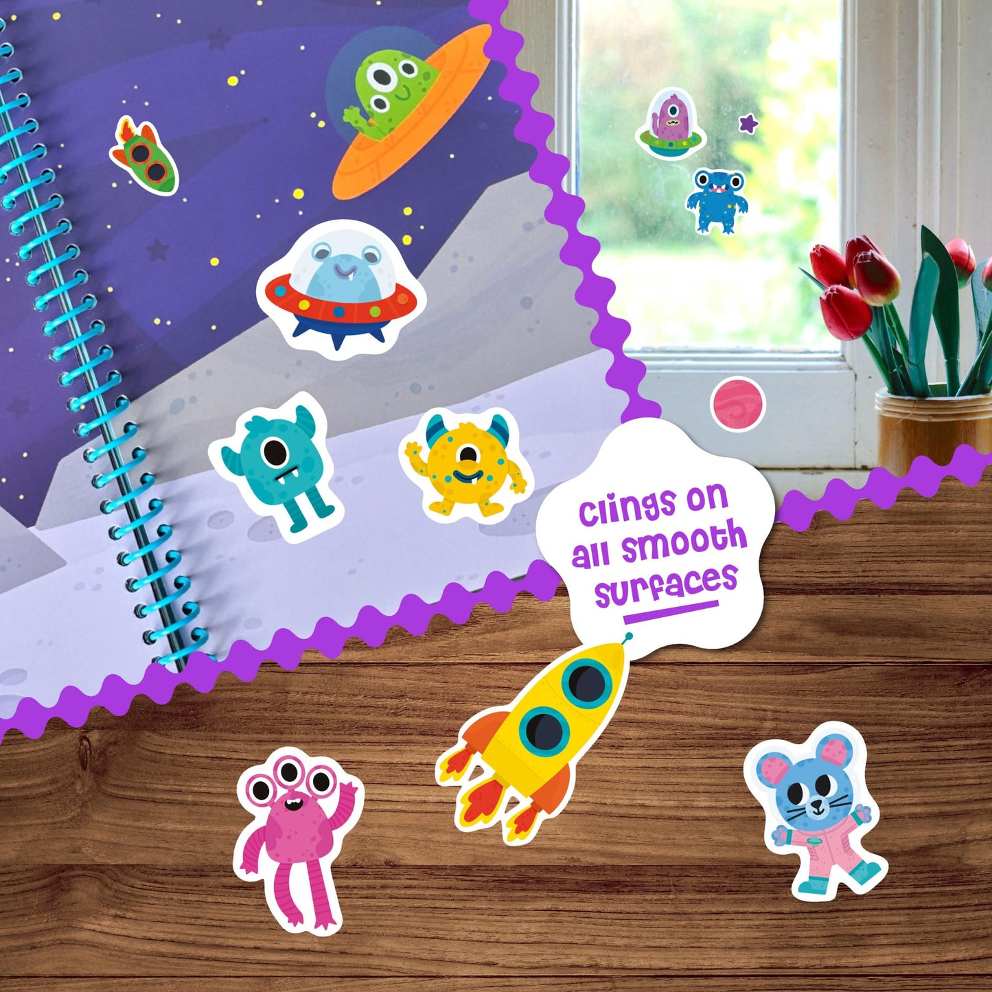 Stick4Ever Jelly Sticker Book - for Kids - Waterproof, Easy to Clean Reusable Sticker Book for Toddlers- Reusable Road Trip Activities for Kids - Stocking Stuffers for Toddlers (Forest)