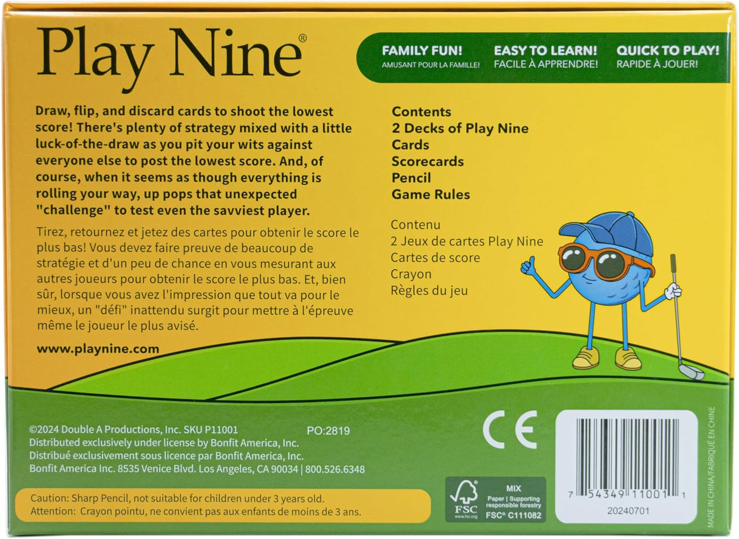 Play Nine – The Card Game of Golf, Ages 8 and Up, Learn to Play in 7 Minutes, 15 Min Gameplay, Fun Travel-Friendly Family Card Game for Kids, Teens & Adults, Great Golf Gift & Game Night Favorite