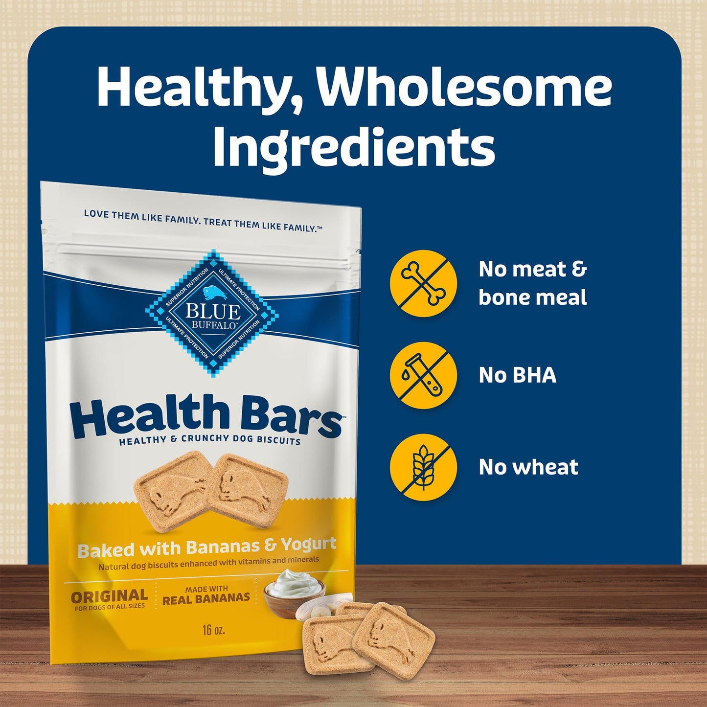 Blue Buffalo Health Bars Crunchy Dog Biscuits, Oven-Baked With Natural Ingredients, Pumpkin & Cinnamon, 16-oz Bag
