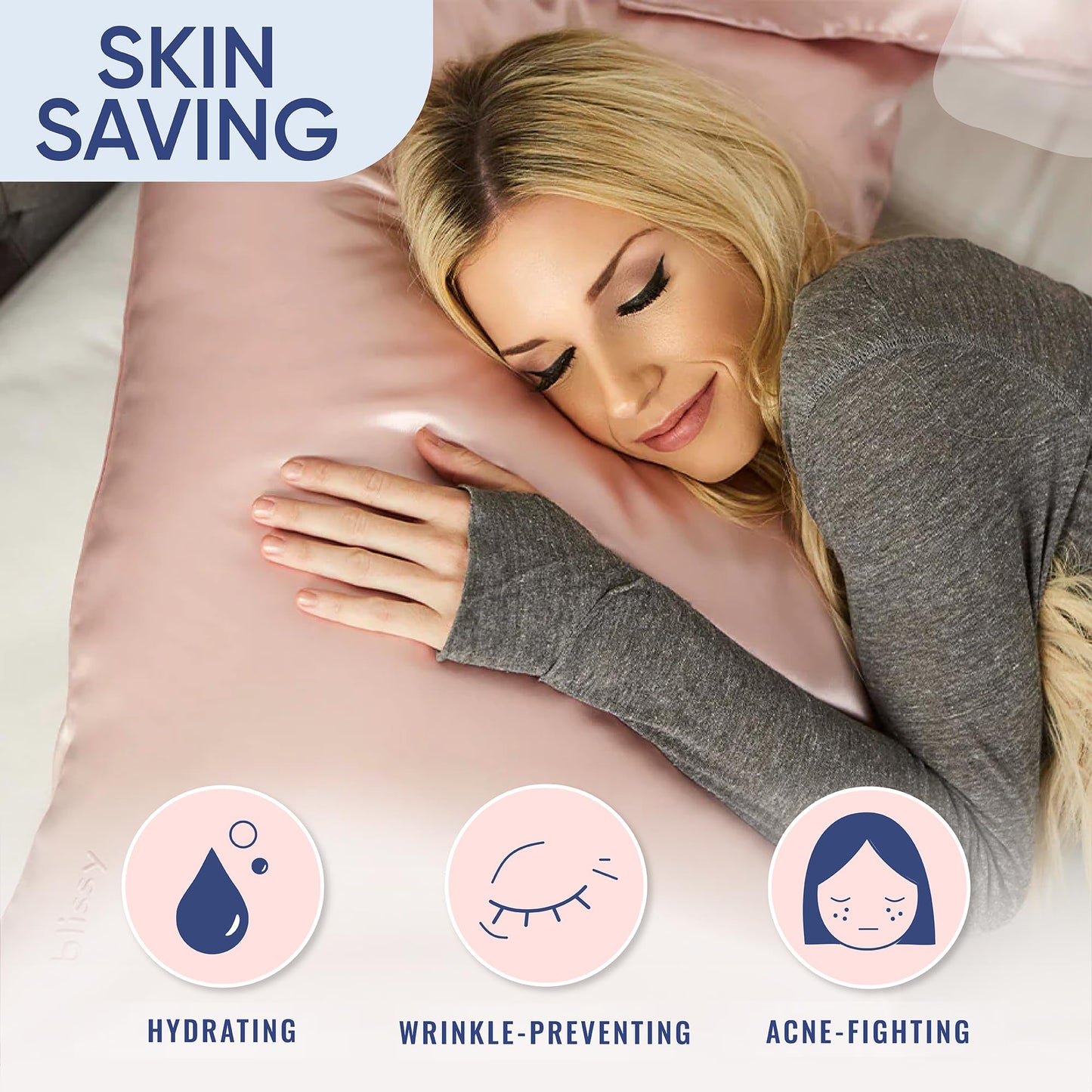 Blissy Silk Pillowcase - 100% Pure Mulberry Silk - 22 Momme 6A High-Grade Fibers - Silk Pillow Cover for Hair & Skin - Regular, Queen & King (Blissy White, Standard)