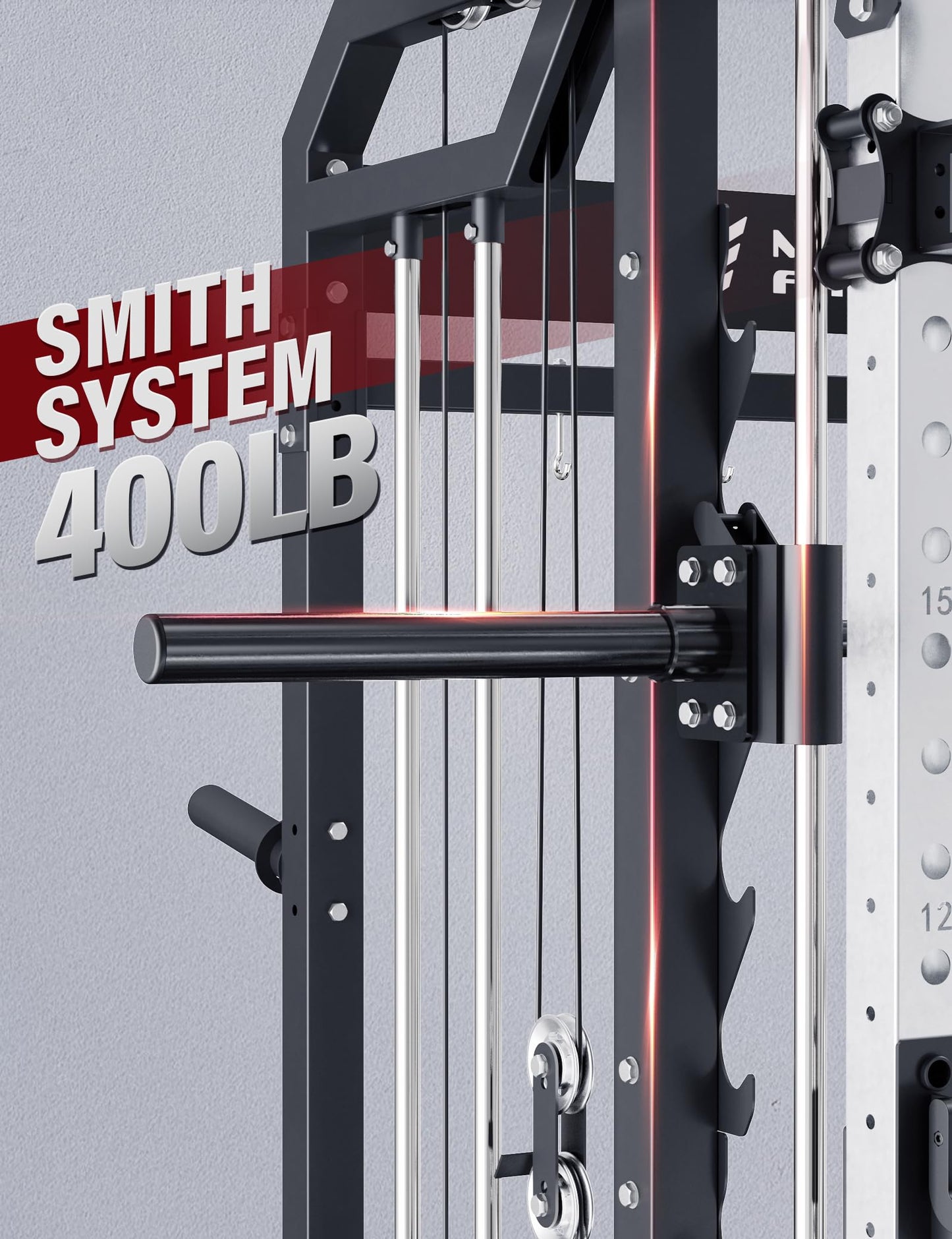 Major Fitness Drone2 Advanced Training Smith Machines– All-in-One Home Gym Squat Rack with Aluminum Pulley Set , Weight Bar, Dual LAT Pull-Down Systems & Cable Crossover Machine for Full-Body Workouts