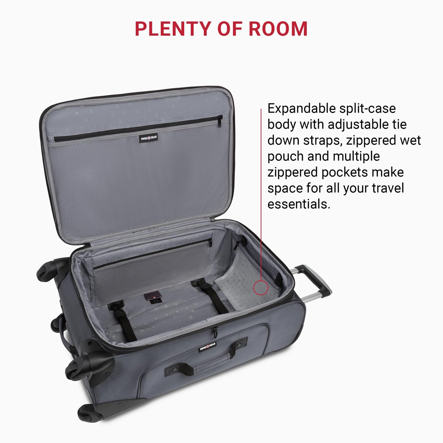 SwissGear Sion Softside Expandable Luggage – Medium Checked Suitcase with 360 Degree Wheels & Retractable Handle – 25 Inch, Perfect for 1-7 Night Trips – Blue