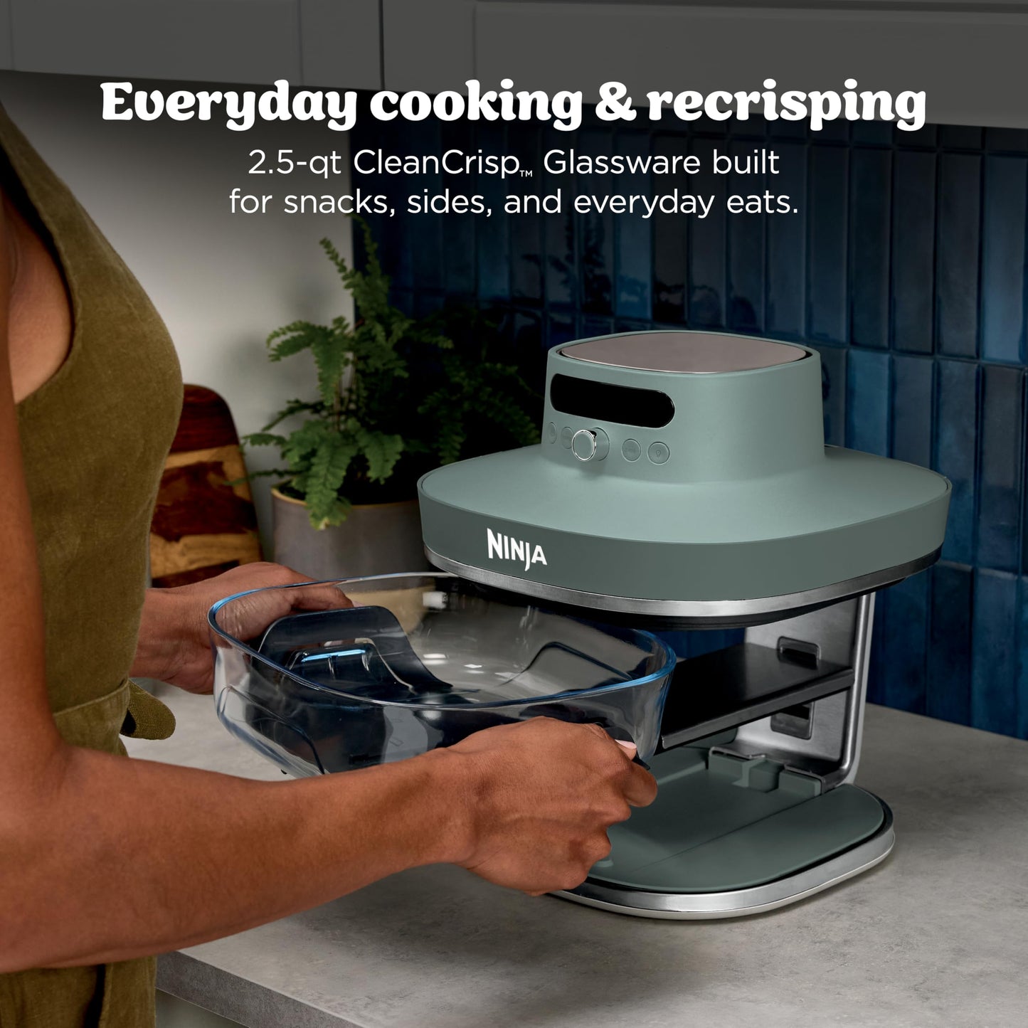 Ninja Crispi Pro 6-in-1 Glass Air Fryer | 6qt & 2.5qt Glass Containers with Storage Lids | Non-Toxic | Meal Prep, Microwave, Freezer & Dishwasher Safe | Air Fry, Bake & More | Cyberspace | AS101CY