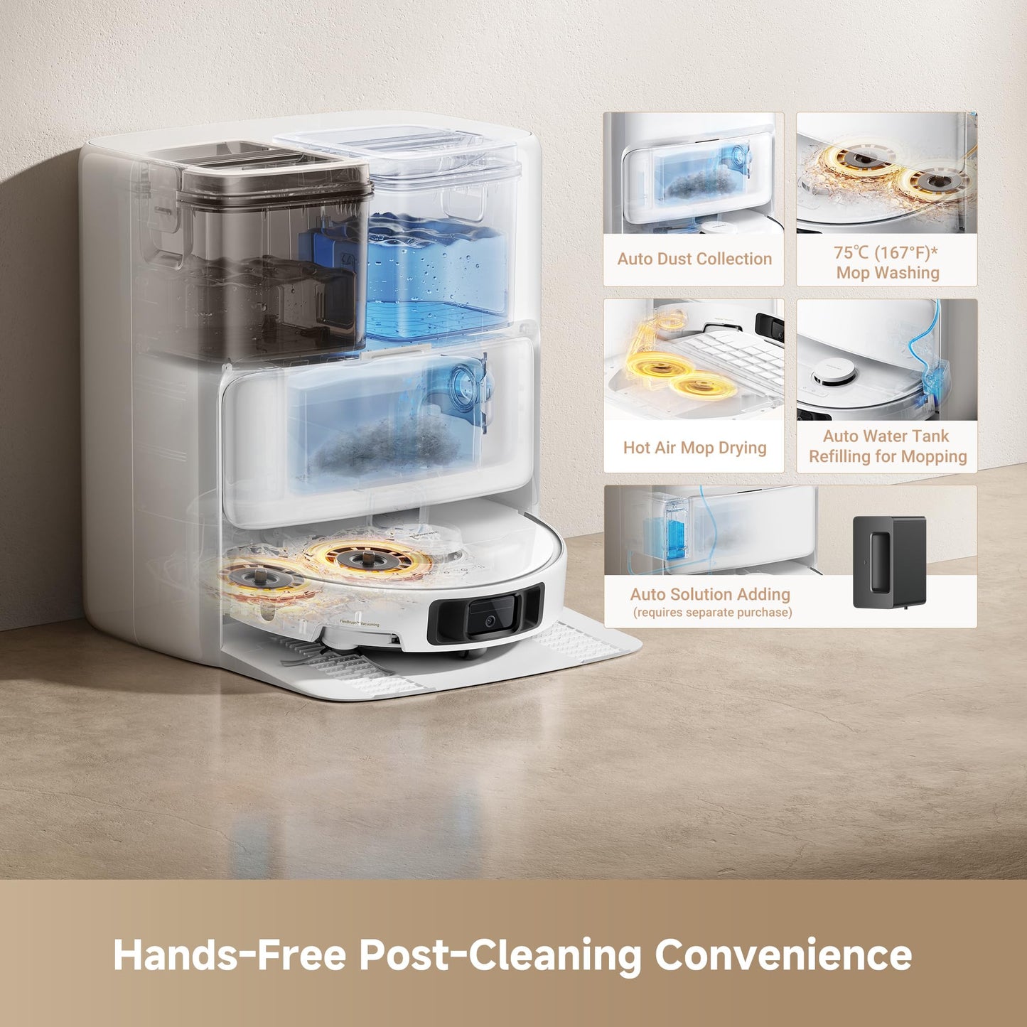 Mova P10 Pro Ultra Robot Vacuum and Mop 13,000Pa Suction, 140°F Hot Water Auto Mop Washing & Drying, Dual Spinning Extenable Mop,10.5mm Lifting for Carpet, 360°Obstacle Avoidance, App Control