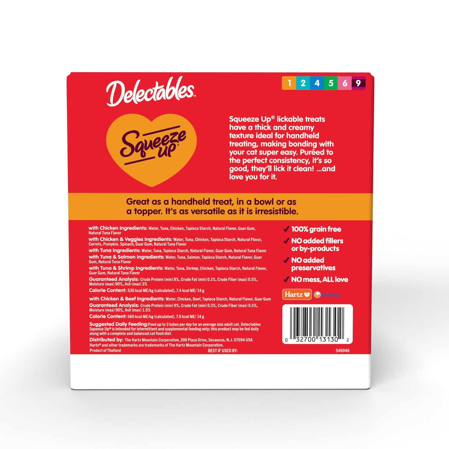 Delectables Squeeze Up Variety Pack, Creamy Squeezable Puree, Lickable Wet Cat Treats, Grain Free, No Added Fillers, No By-Products, No Added Preservatives, 0.5 Ounces Tube, 24 Tubes Total