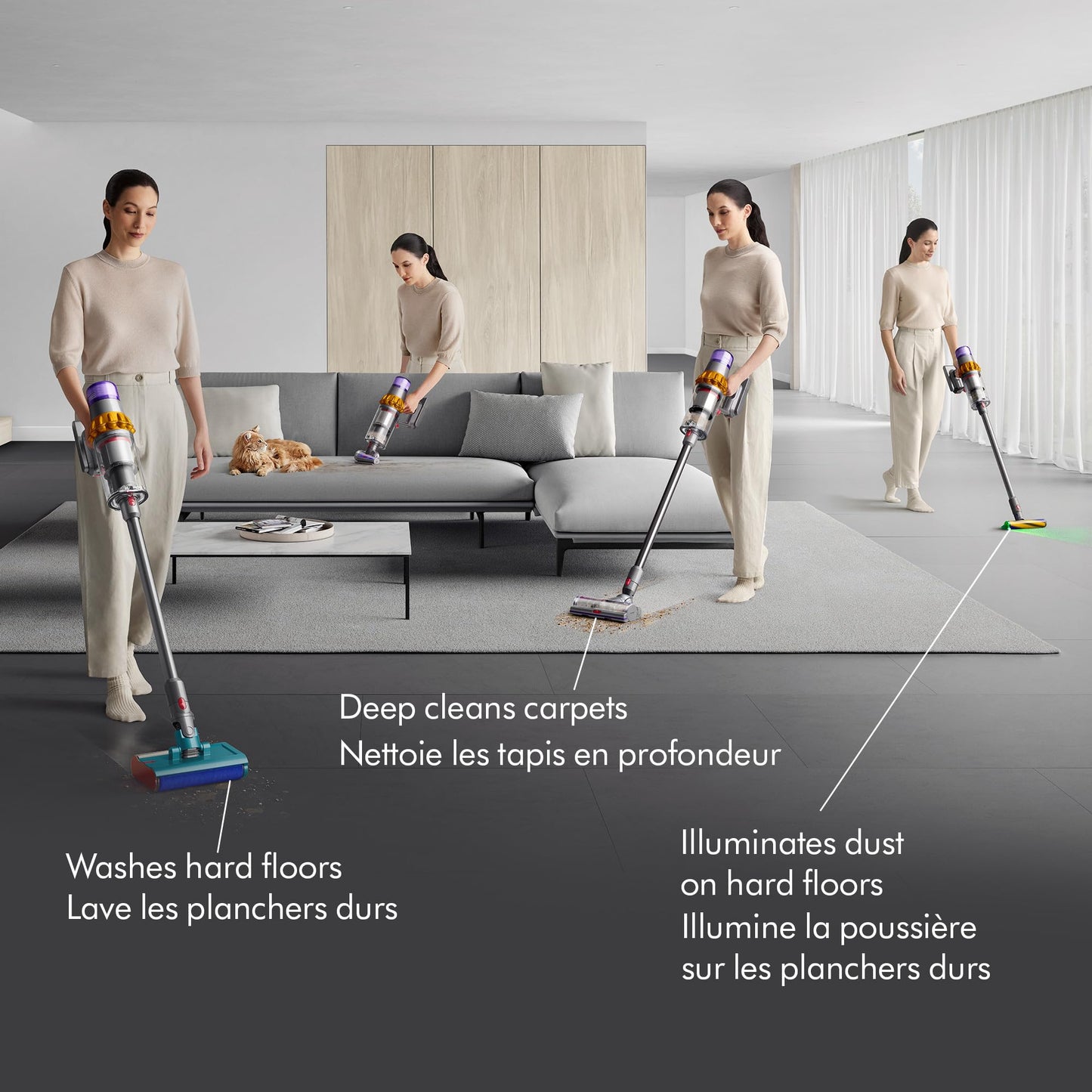 Dyson V15 Detect Plus Cordless Vacuum, Illumination Reveals dust, 240AW, 3 Power Modes, Up to 60 Minutes,² Deep Cleans Hard Floors and Carpets, Detangles pet Hair, Converts to Handheld