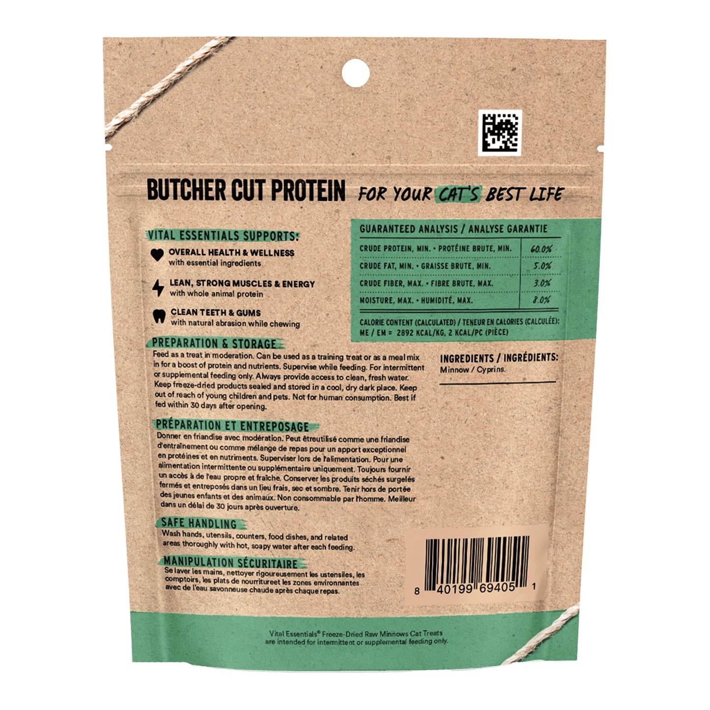 Vital Essentials Minnows Cat Treats, 0.5 oz | Freeze-Dried Raw | Single Ingredient | Grain Free, Gluten Free, Filler Free