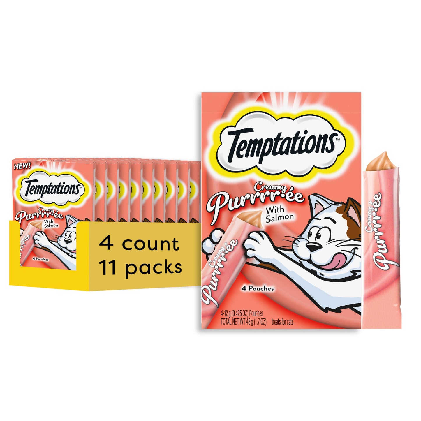 Temptations Creamy Puree Variety Pack of Squeezable Cat Treats, 0.42 oz. Tubes, 24 Count