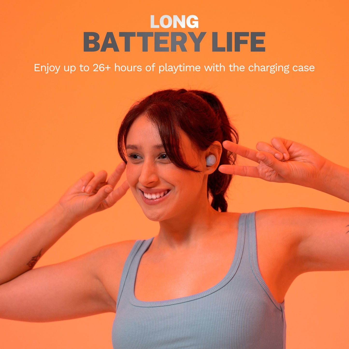 JLab Go Air Pop+ True Wireless Earbuds, in Ear Headphones, Bluetooth Earphones, 35H Playtime Ear Buds, Bluetooth Earbuds with Microphone, USB-C Charging Case, Dual Connect, EQ3 Sound, Black