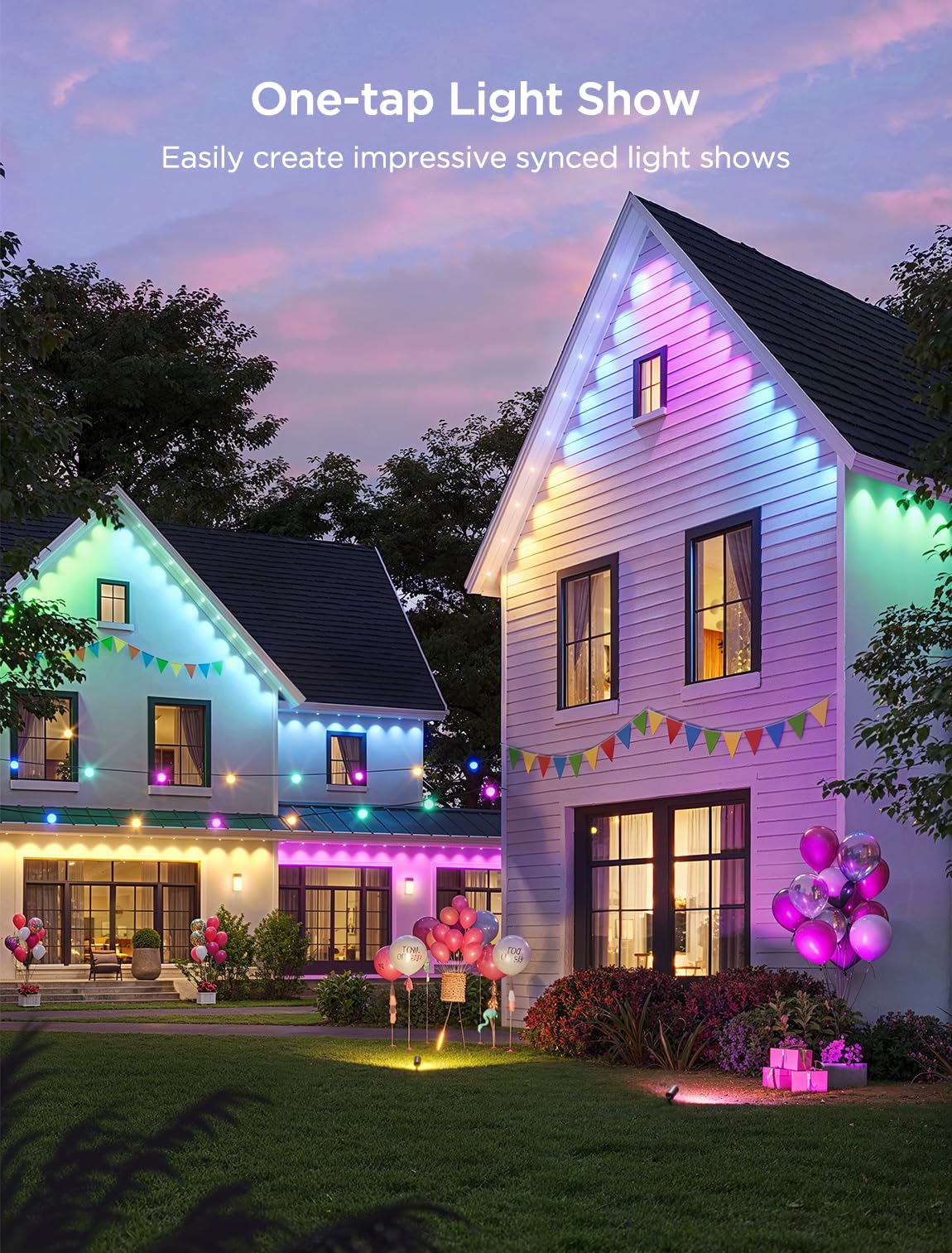 Govee Permanent Outdoor Lights 2, 150ft RGBIC Outdoor Lights with 108 LED Lights, IP67 Waterproof, 100 Scene Modes with 40lm White for Outdoor Decorations, Works with Alexa, Google Assistant, White