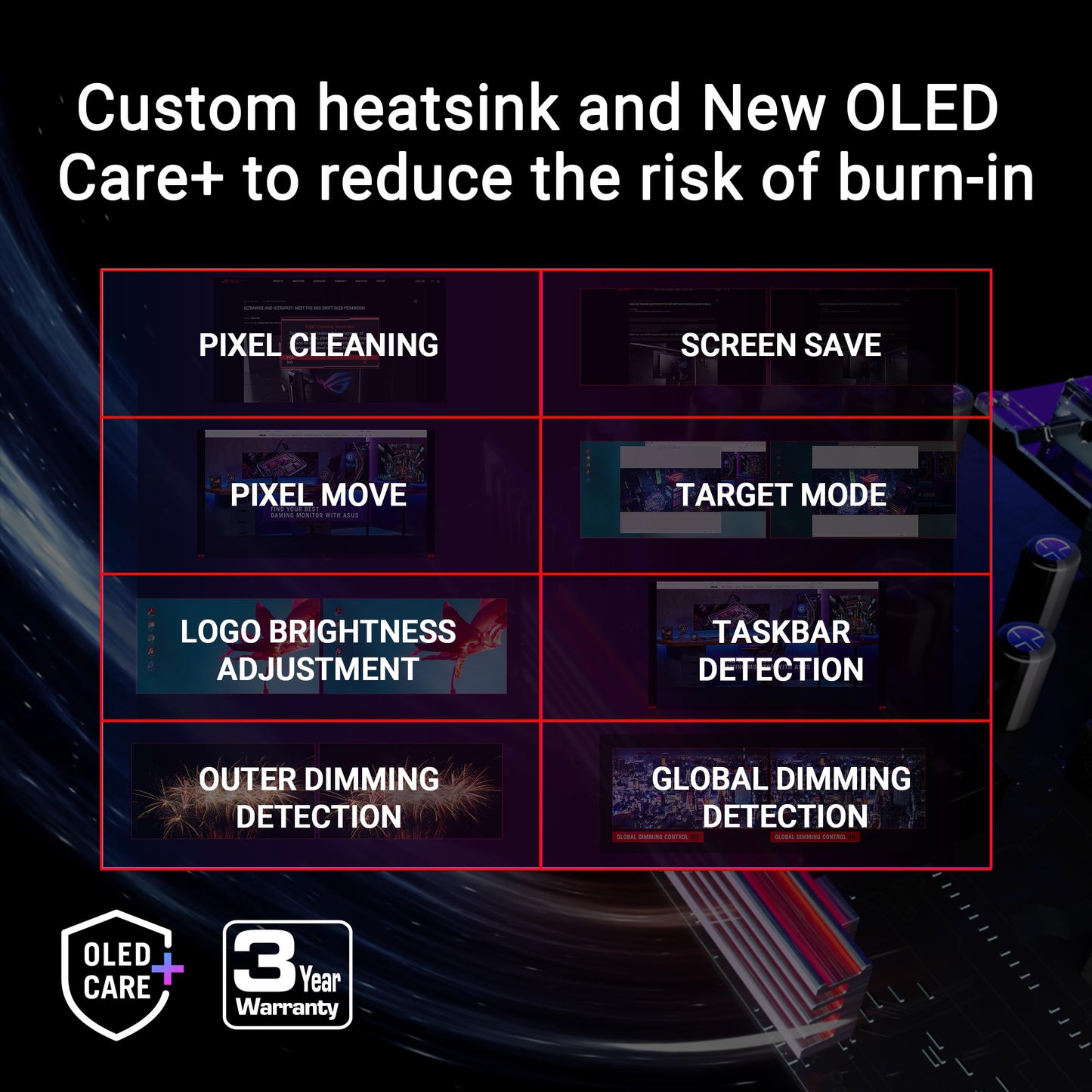 ASUS ROG Swift 32” 4K OLED Gaming Monitor (PG32UCDM) - UHD (3840 x 2160), QD-OLED, 240Hz, 0.03ms, G-SYNC Compatible, Custom Heatsink, Graphene Film, 99% DCI-P3, True 10-bit, 90W USB-C