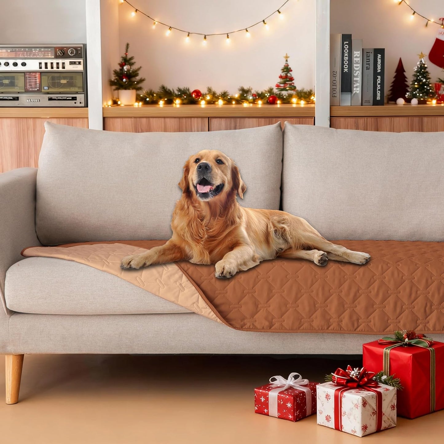 gogobunny 3X Stronger Waterproof Pet Blanket, Scratch Proof Furniture Protector for Dogs Cats, Reversible Cover 30x70 Inch, Dark Grey/Light Grey