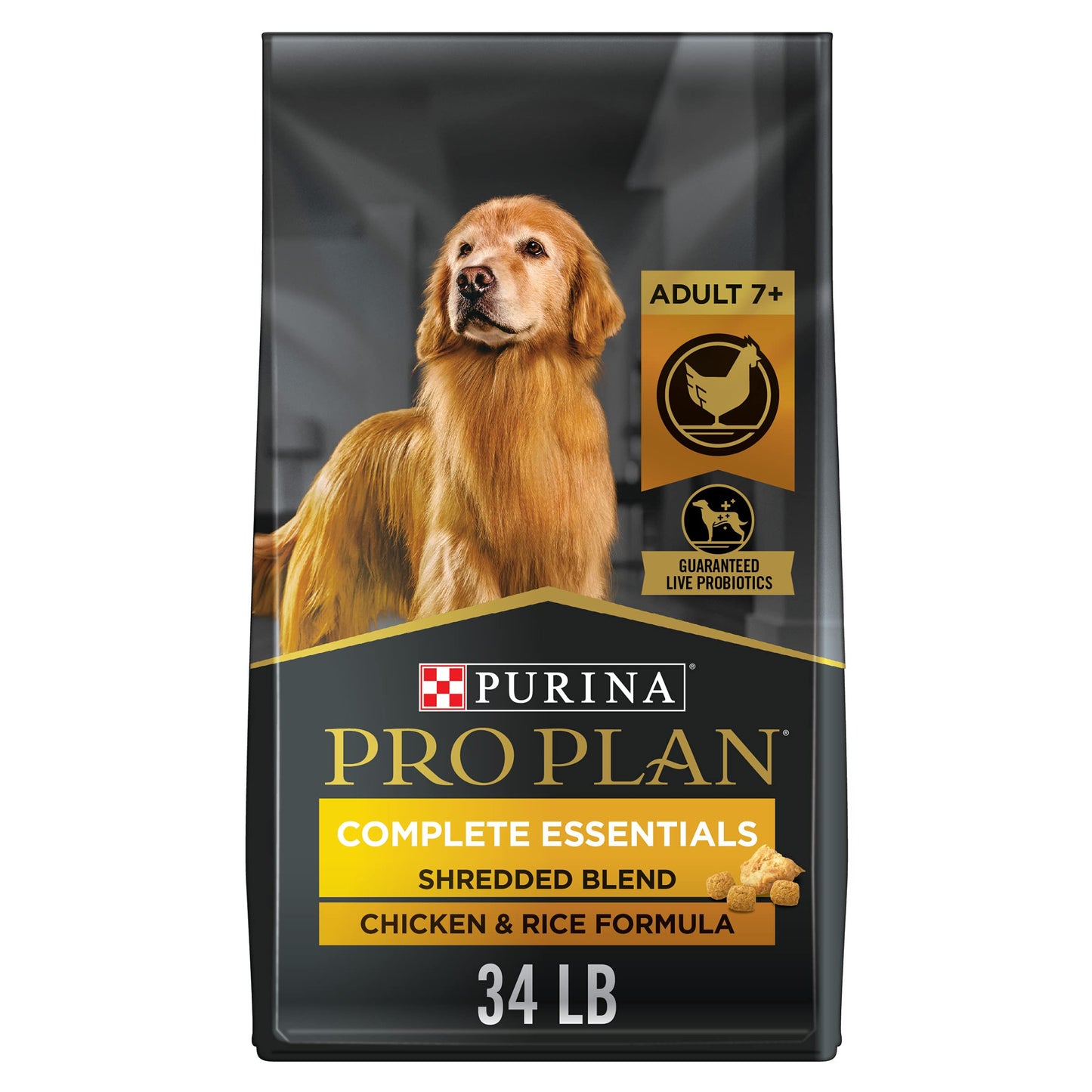 Purina Pro Plan Complete Essentials Shredded Blend Chicken and Rice Dog Food Dry Formula with Probiotics for Dogs - 35 lb. Bag