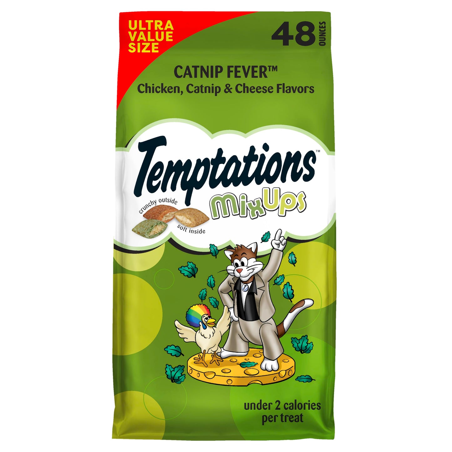 Temptations MixUps Catnip Fever Flavor Crunchy and Soft Cat Treats, 16 oz. Tub