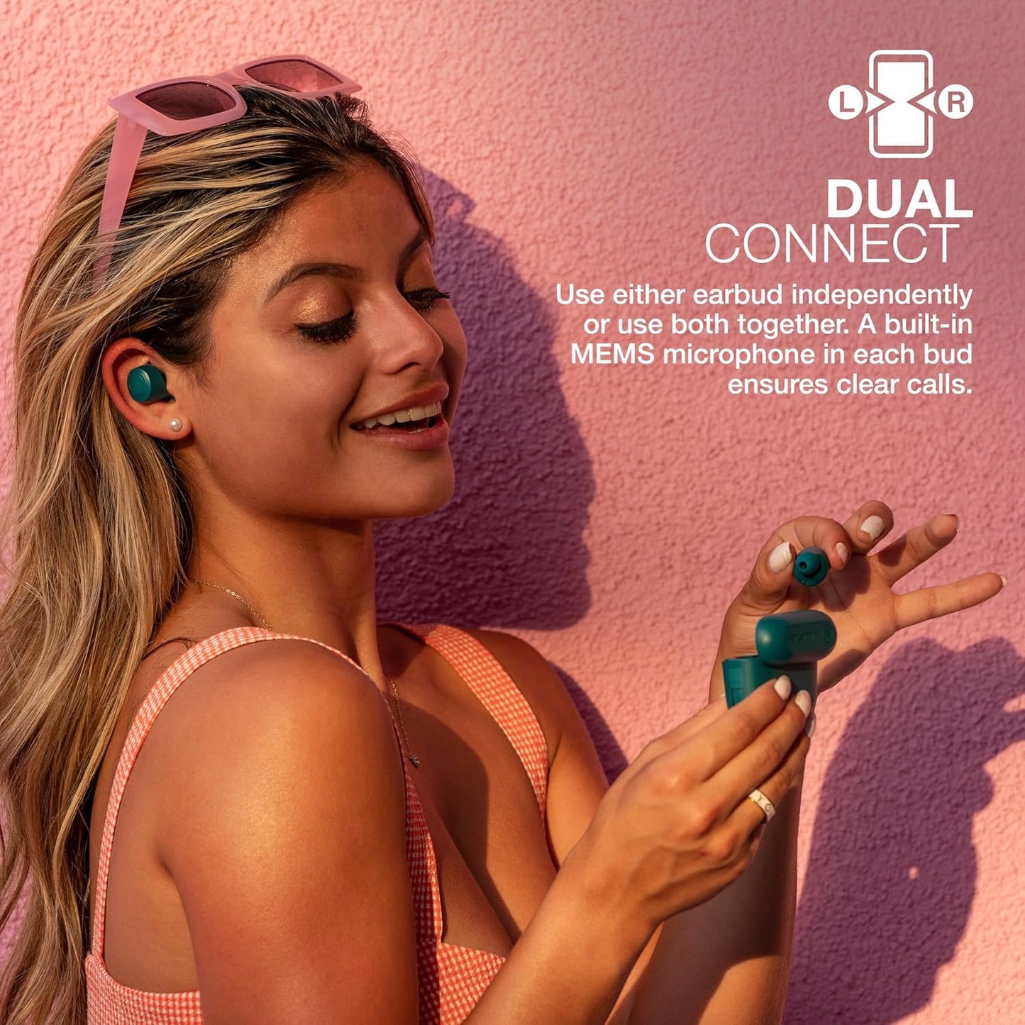 JLab Go Air Pop+ True Wireless Earbuds, in Ear Headphones, Bluetooth Earphones, 35H Playtime Ear Buds, Bluetooth Earbuds with Microphone, USB-C Charging Case, Dual Connect, EQ3 Sound, Black
