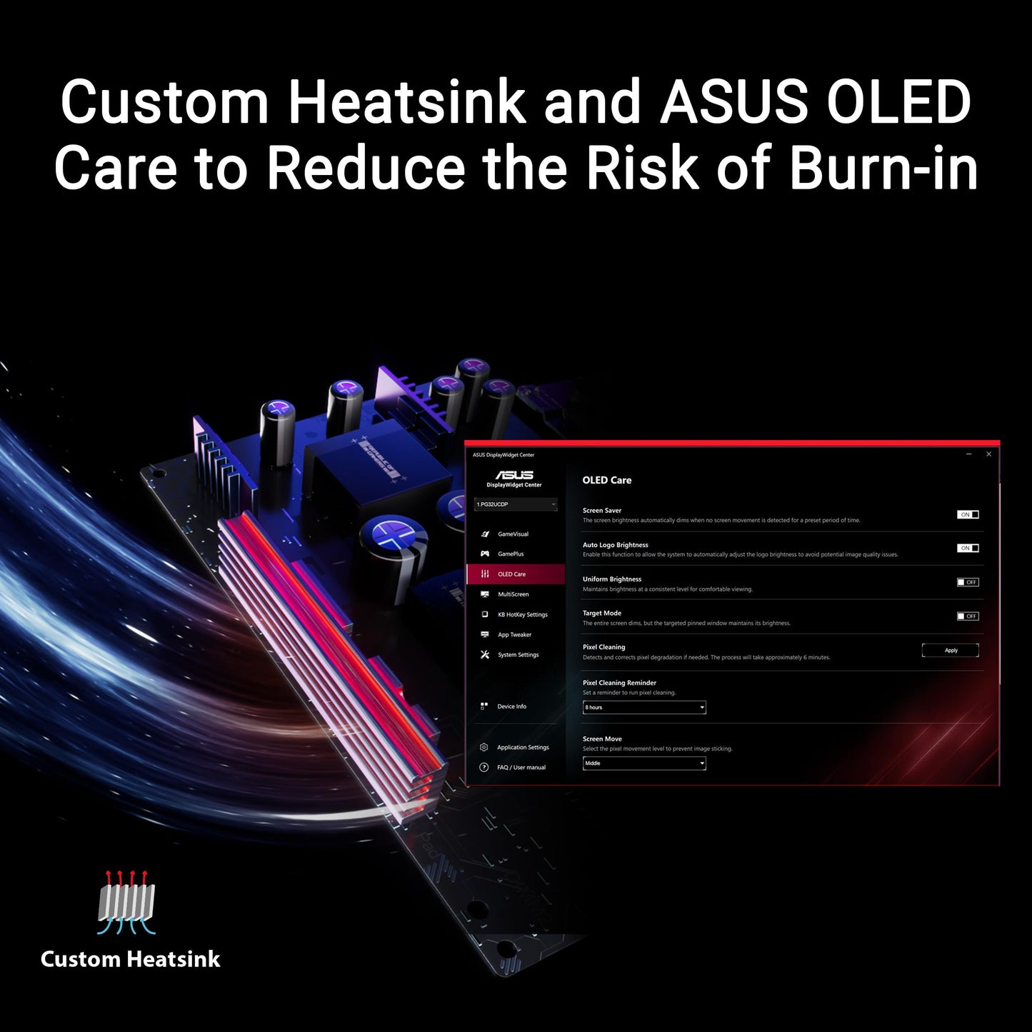 ASUS ROG Strix 32” 4K OLED Gaming Monitor (XG32UCWG) - TrueBlack Glossy OLED, Dual Mode (4K@165Hz, FHD@330Hz), 0.03ms, G-SYNC Compatible, Neo Proximity Sensor, USB-C, HDMI 2.1, 3 yr Warranty