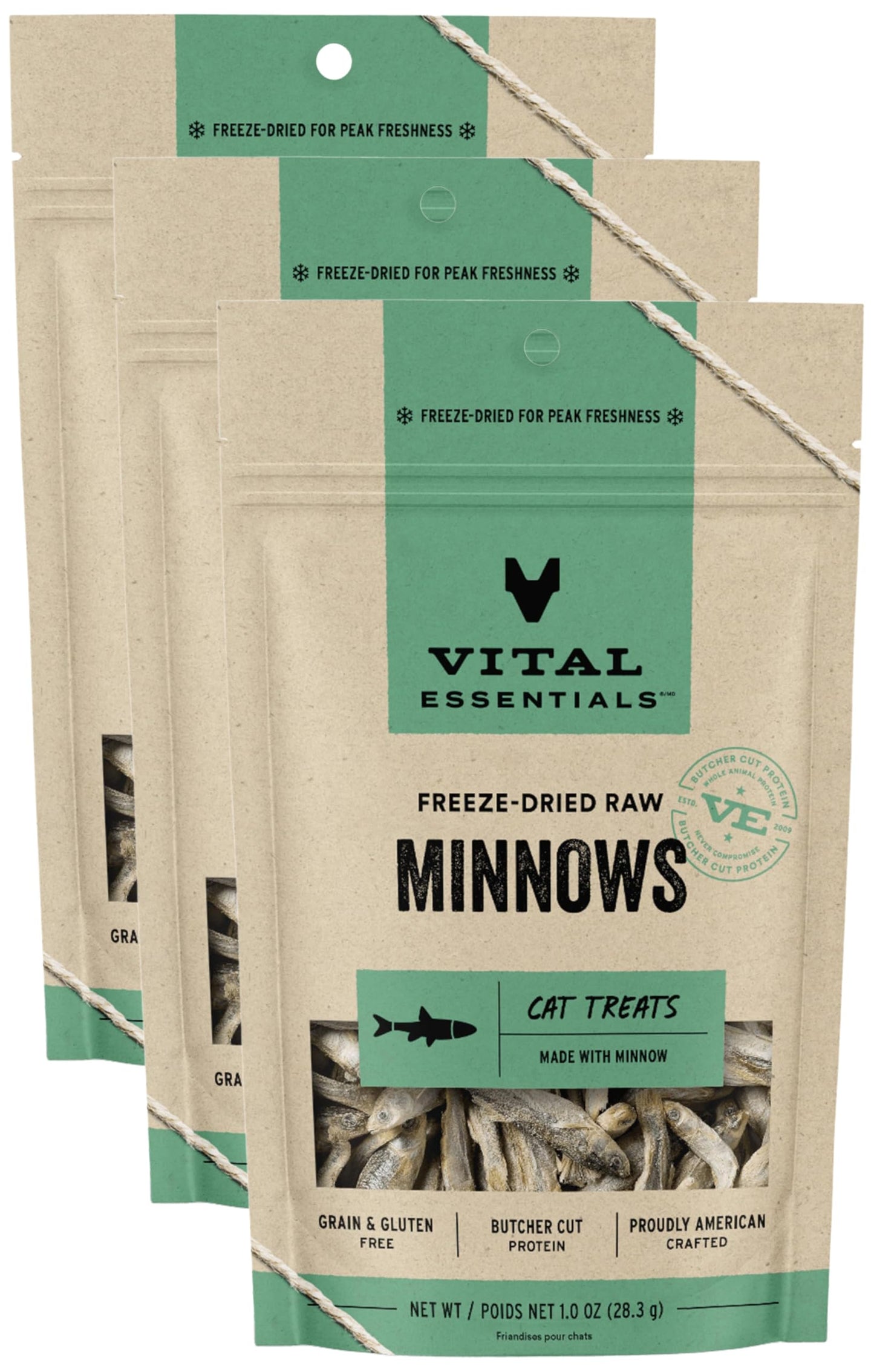 Vital Essentials Minnows Cat Treats, 0.5 oz | Freeze-Dried Raw | Single Ingredient | Grain Free, Gluten Free, Filler Free